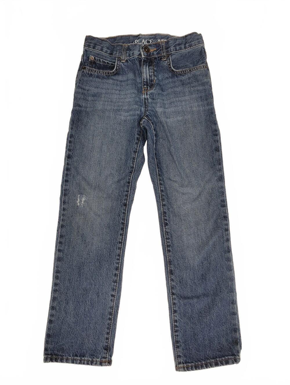 Children's Place Boys Distressed Straight Leg Denim Jeans Size 8